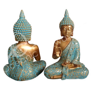 GOLD & VERDIGRIS BUDDHA STATUE 5.5"L X 8.25"H