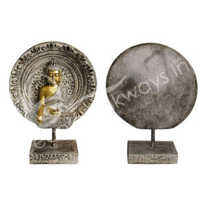 GOLD BUDDHA TOUCHING THE EARTH STANDING PLAQUE 7.65"L X 10.40"H