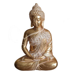 GOLD BUDDHA IN MEDITATION STATUE 8.25"L X 12.5"H