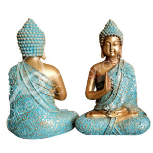 GOLD & VERDIGRIS BUDDHA STATUE 7.10"L X 11"H