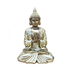 BRONZE BUDDHA IN PRAYER STATUE 5.5"L X 8.25"H