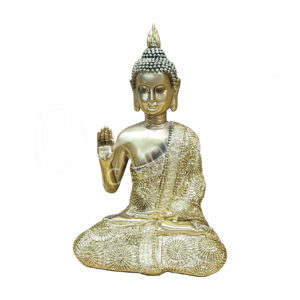 GOLD ANTIQUE BUDDHA NO FEAR 5.90"L X 9.05"H