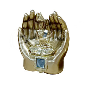 GOLD BUDDHA IN HANDS 4.65"L X 5.10"H
