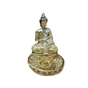 GOLD ANTIQUE BUDDHA LOTUS STATUE 3.15"L X 4.30"H