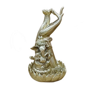 BRONZE GANESHA WITH HAND BACKFLOW CONE BURNER 5.50"L X 8.65"H