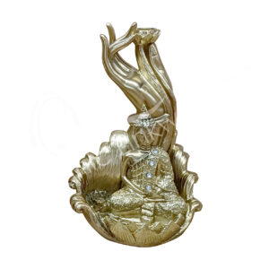 BRONZE BUDDHA WITH HAND BACKFLOW CONE BURNER 5.90"L X 8.75"H