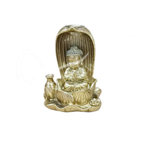 COPPER BUDDHA IN LOTUS BACKFLOW CONE BURNER 2.95"L X 3.95"H