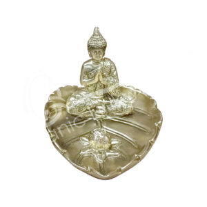 GOLD BUDDHA IN LEAF INCENSE HOLDER 4.50"L X 3"H