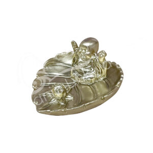 GOLD MONK IN LEAF INCENSE HOLDER 4.50"L X 2"H