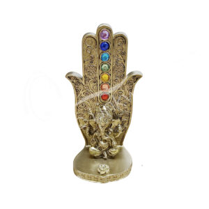 GOLD GANESHA CHAKRA HAND INCENSE HOLDER 3.20"L X 6.10"H