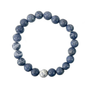 BRACELET - CORAL, BLUE (8 MM) 7.15-7.25"