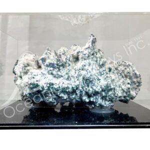 (CLOSE OUT) SPECIMEN – OKENITE ON CHALCEDONY IN ACRYLIC BOX 10"