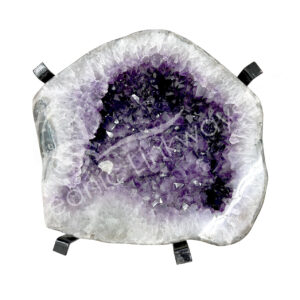 TABLE GEODE - AMETHYST WITH STAINLESS STEEL BASE (PALLET#43) 18"L X 17"W X 16"H