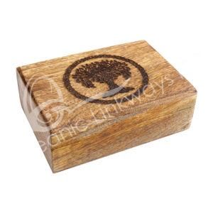 Tree of Life Machine Carved Mango Wood Box 5" X 7"