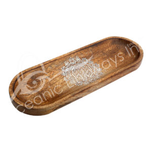 Flower of Life Laser Engraved Mango Wood Incense Holder 11"L x 4"W