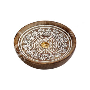 Flower of Life Laser Engraved Mango Wood Incense Holder