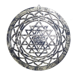 Gold & Black Sri Yantra Carved Wall Plaque 13.5"