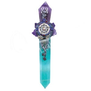 Amethyst with Green Fluorite Point Athame 7.5-7.75"