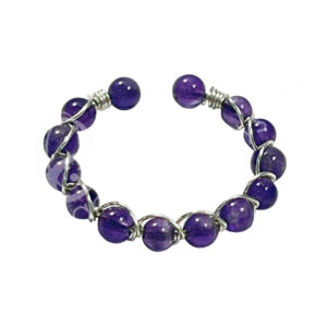Amethyst Beads Ajustable Ring