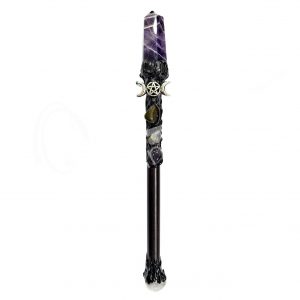 Healing Wand Amethyst Point with Triple Moon 10-10.5"