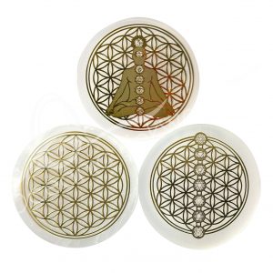 Flower of Life Design Selenite Charger Plaque