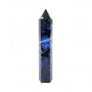 Black Obsidian with Blue Celestial Print Obelisk
