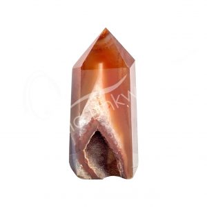 Red Agate with Druse Obelisk