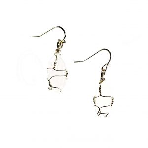 Crystal Quartz Brass Wire Wrap Earrings