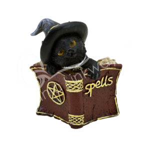 Black Cat with Magic Book Statue