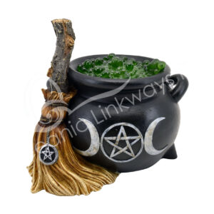 Led Light Cauldron with Broom