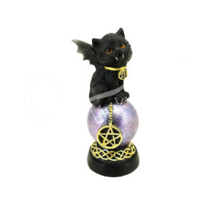 Black Cat on Purple Sphere Statue