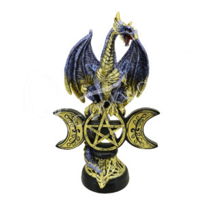 Blue Dragon on Triple Moon & Pentacle Statue