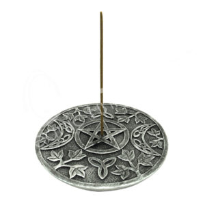 Gray Triple Moon Pentacle Incense Holder