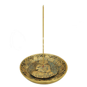 Buddha in Lotus Incense Holder 4.95"Dia. X 0.90"T