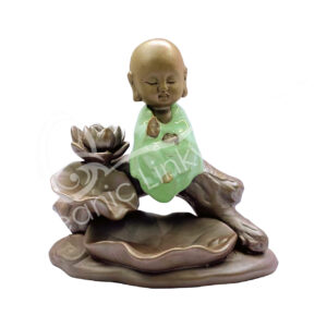 Green and Brown Monk Ceramic Backflow Cone Burner