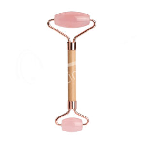 Rose Quartz with Woodent Handle Massage Roller