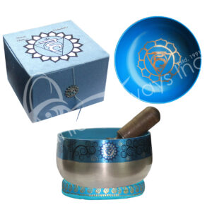 SINGING BOWL - CHAKRA GIFT SET THROAT LIGHT BLUE 5"DIA.