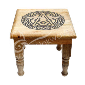 Mango Wood Engraved Pentacle Altar Table