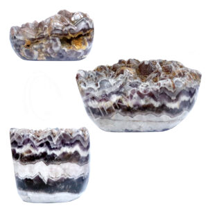 SPECIMEN - AMETHYST, CHEVRON WITH DRUSE & POLISHED SIDES 4.5-7"