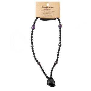 Shungite Point in Net Cord Necklace 30"L