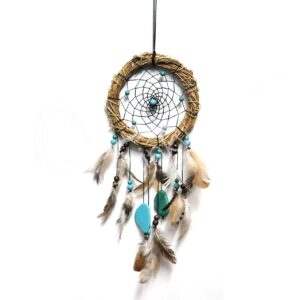 Wreath Ring with Blue & Green Howlite Dreamcatcher