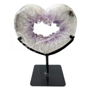 Amethyst with Druse Heart on Black Metal Stand