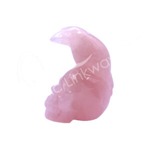 Rose Quartz Raven on Skull Carving