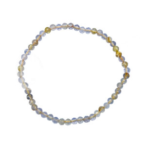 BRACELET - FACETED STONE BEADS RUTILATED QUARTZ (3-4 MM) 7.25-7.45"