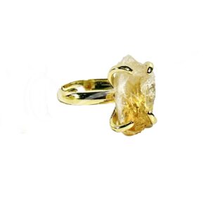 Citrine Adjustable Brass Ring