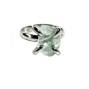 Fluorite Adjustable Brass Silver Plated Ring