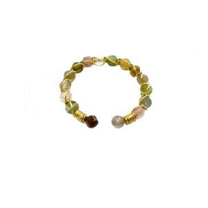 Mixed Tourmaline Faceted Stones Adjustable Ring