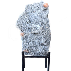 CLUSTER - CHALCEDONY, BLACK WITH APOPHYLLITE & PEACH STILBITE WITH STAND 14.5 X 9"