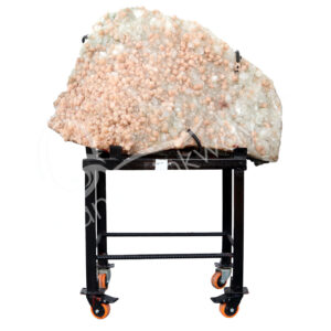 SPECIMEN - APOPHYLLITE & STILBITE ON METAL STAND WITH WHEELS 48 X 40 X 13.5"