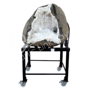 SPECIMEN - APOPHYLLITE & STILBITE ON METAL STAND WITH WHEELS 45 X 24 X 20"